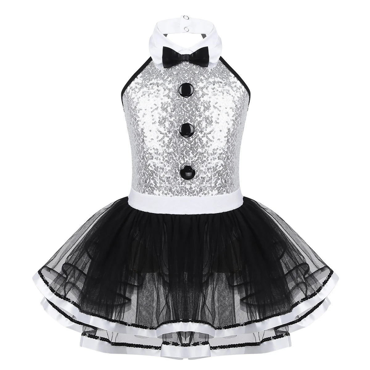 Lightweight girls' leotard - sequined skirted tutu, polyester, for ballet and dance performances
