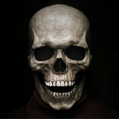 Full-Head Skull Silicone Horror Mask with Movable Jaw for Adults Halloween 2026
