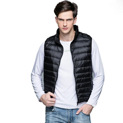 Lightweight Classic Men Down Vest - Quilted Nylon Layering