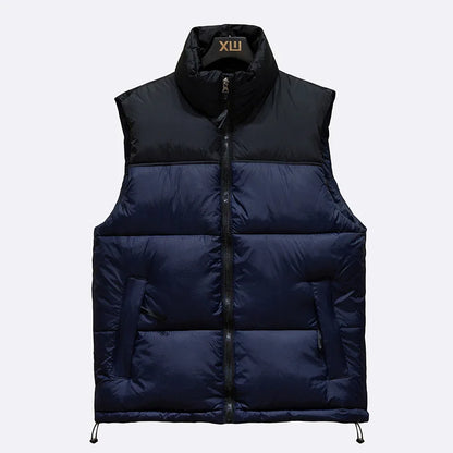 Warm Men's Puffer Vest - Sleeveless Quilted Down, Winter
