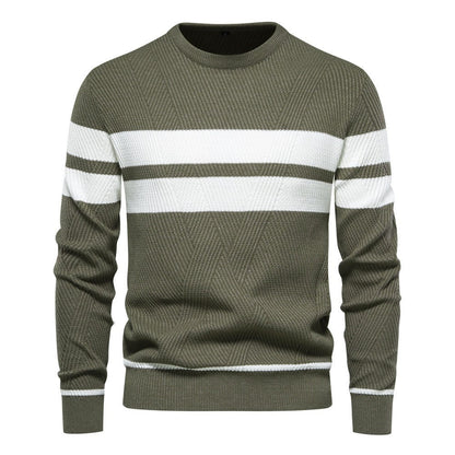 Soft Classic Men's Striped Sweater - Crew Neck, Knit Casual