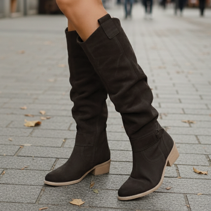 Supportive Women's Knee Boots - Suede Slouch, Everyday