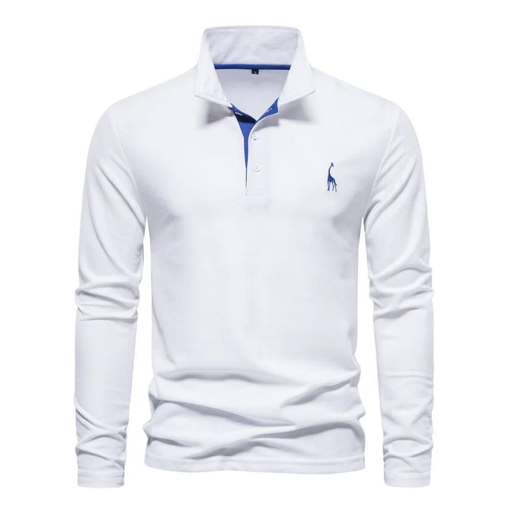 Soft Classic Mens Long Sleeve Polo - Collared Cotton Casual