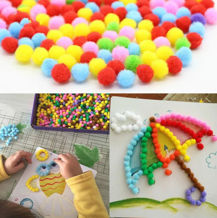 Creative DIY Plush Ball Painting Set for Kids - Educational Cartoon Crafts, Handmade Material, Fun Puzzles for Children