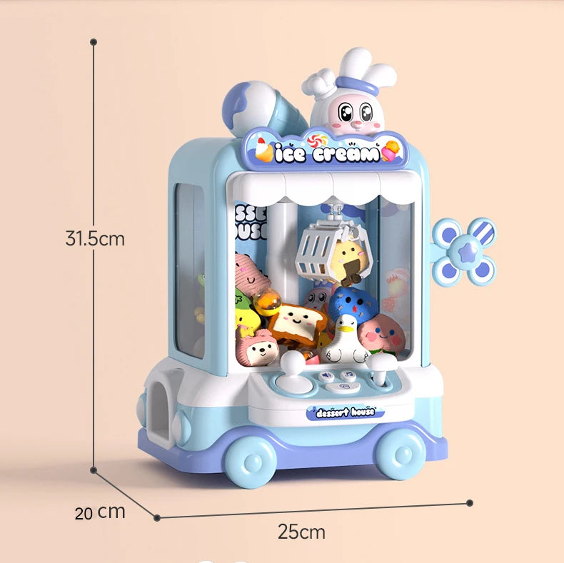 Mini Cartoon Claw Crane Machine Toy for Kids - Plush Rabbit Doll Grabber with Music & Lights