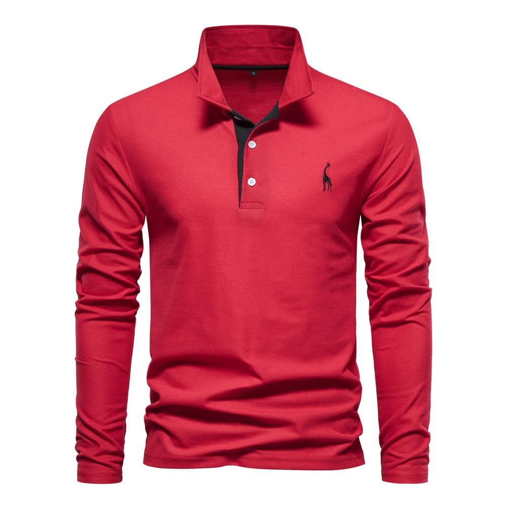 Soft Classic Mens Long Sleeve Polo - Collared Cotton Casual