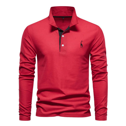 Soft Classic Mens Long Sleeve Polo - Collared Cotton Casual