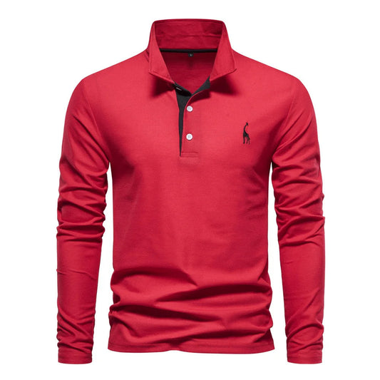 Soft Classic Mens Long Sleeve Polo - Collared Cotton Casual