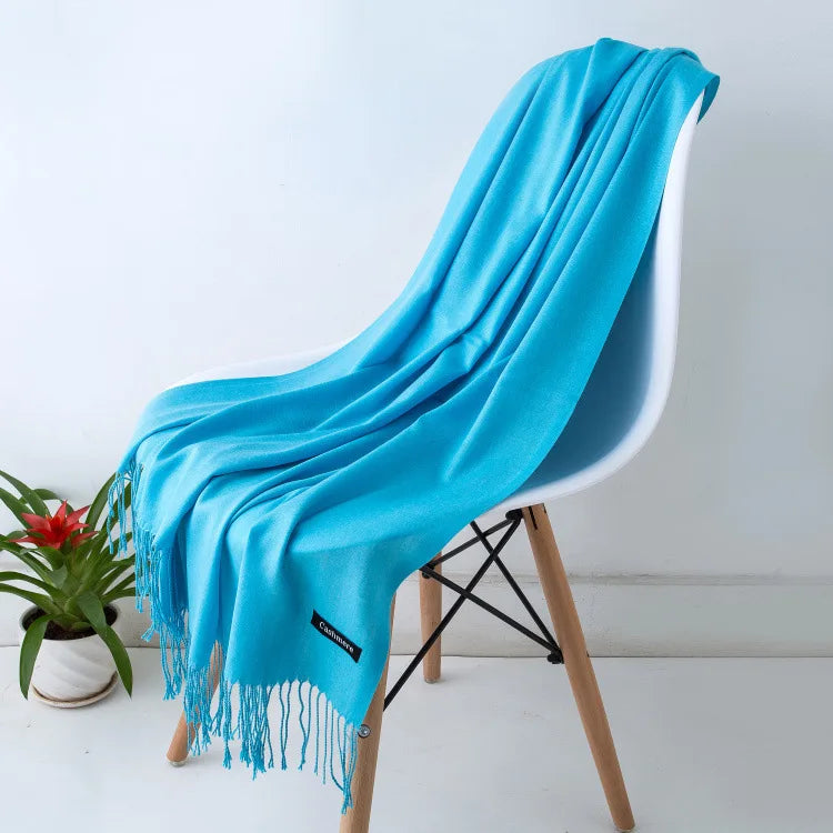 Warm Cozy Women Scarf - Long Fringe, Cashmere, Winter