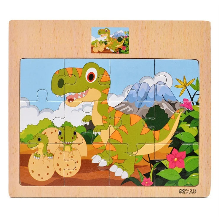 Wooden Vehicle Animal Puzzles for Kids Educational Gift