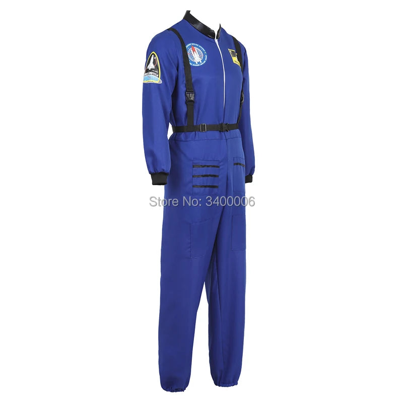 Cosplaykostuum als astronauten-ruimtepak voor volwassenen, jumpsuit in blauw, wit of oranje voor mannen en vrouwen Halloween 2026