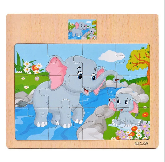 Wooden Vehicle Animal Puzzles for Kids Educational Gift