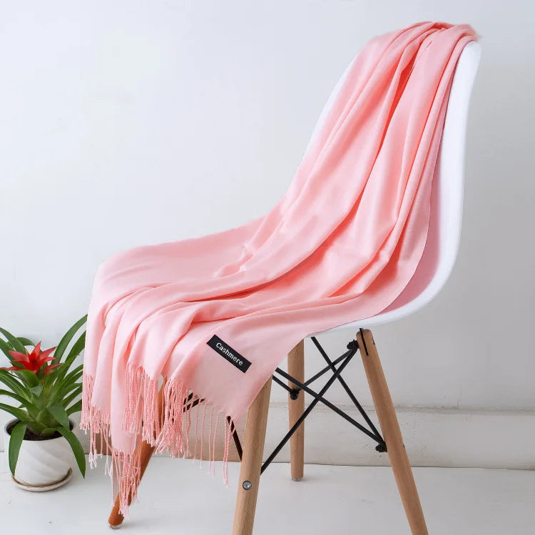 Warm Cozy Women Scarf - Long Fringe, Cashmere, Winter