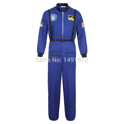 Cosplaykostuum als astronauten-ruimtepak voor volwassenen, jumpsuit in blauw, wit of oranje voor mannen en vrouwen Halloween 2026