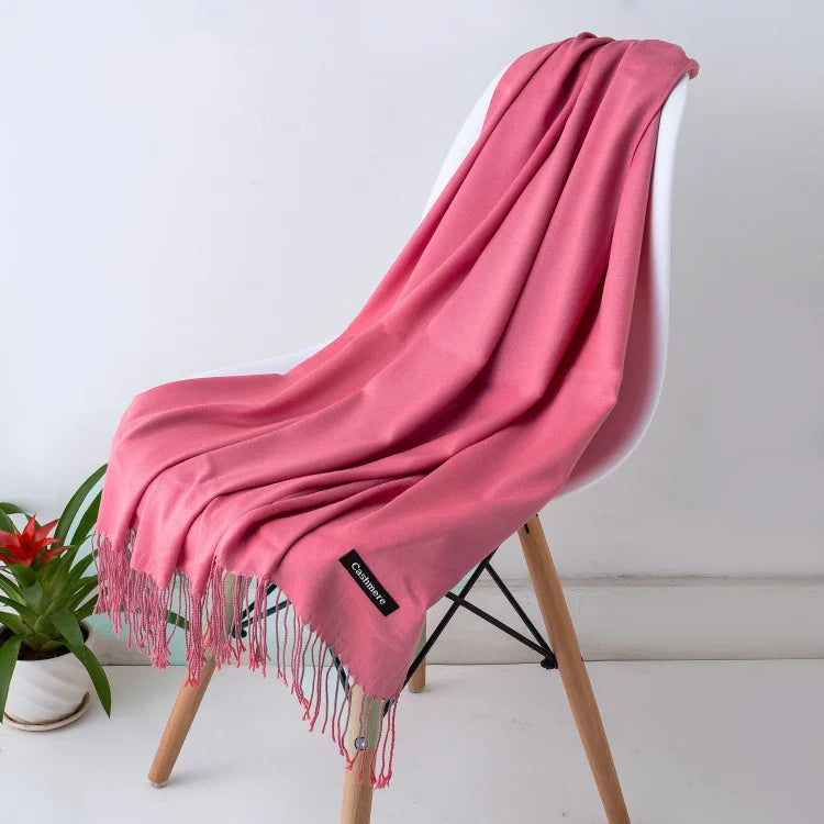 Warm Cozy Women Scarf - Long Fringe, Cashmere, Winter