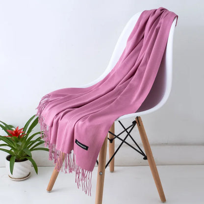 Warm Cozy Women Scarf - Long Fringe, Cashmere, Winter