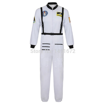 Cosplaykostuum als astronauten-ruimtepak voor volwassenen, jumpsuit in blauw, wit of oranje voor mannen en vrouwen Halloween 2026