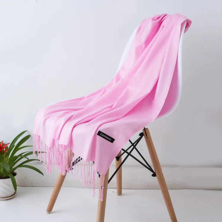 Warm Cozy Women Scarf - Long Fringe, Cashmere, Winter