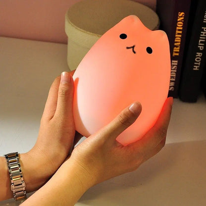 LED Night Light Cat Touch Sensor 16 Colors Dimmable USB Rechargeable Silicone Lamp Kids Gift Back to School 2025 Glow