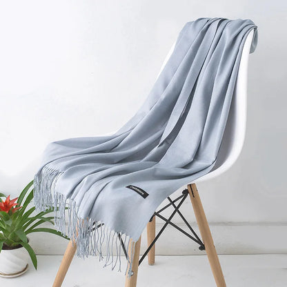 Warm Cozy Women Scarf - Long Fringe, Cashmere, Winter