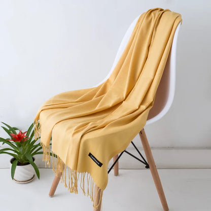 Warm Cozy Women Scarf - Long Fringe, Cashmere, Winter