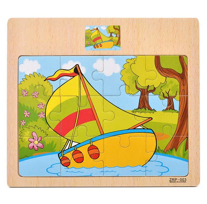 Wooden Vehicle Animal Puzzles for Kids Educational Gift