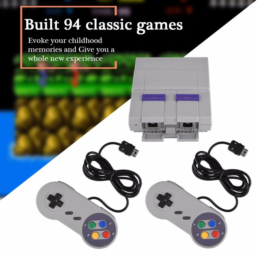 Mini 16 BIT Retro Game Console - 94 Built-in Classic Games with Dual Controllers, Perfect for Nostalgic Gaming