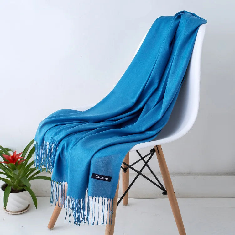 Warm Cozy Women Scarf - Long Fringe, Cashmere, Winter