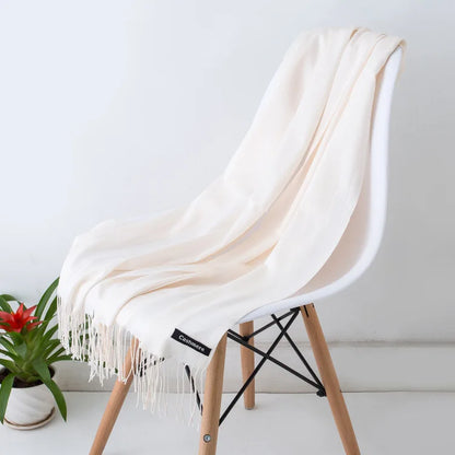Warm Cozy Women Scarf - Long Fringe, Cashmere, Winter