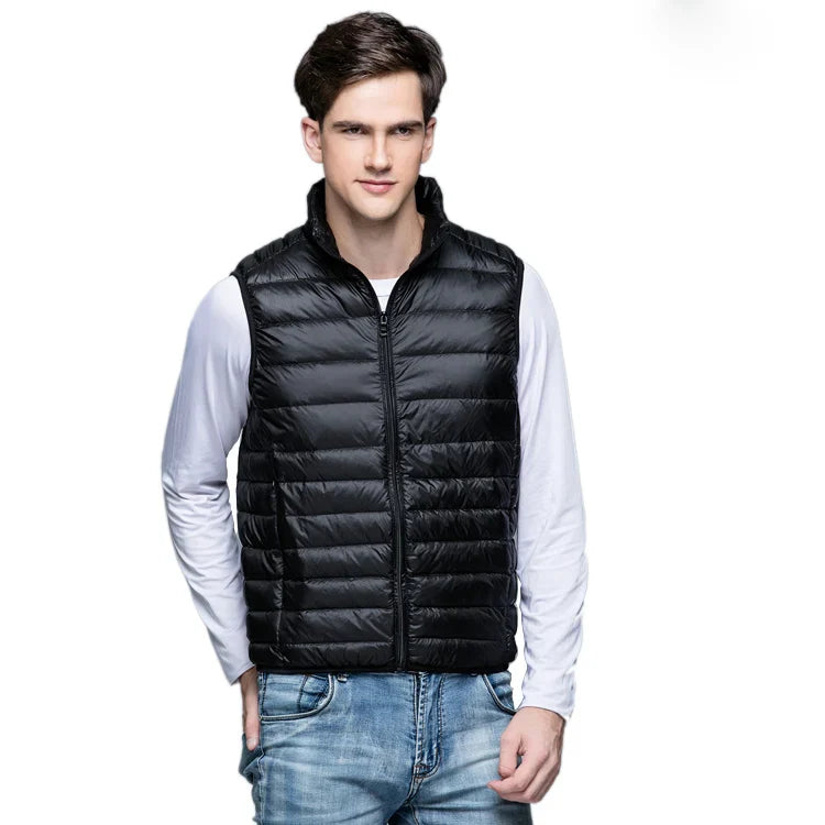 Lightweight Classic Men Down Vest - Quilted Nylon Layering