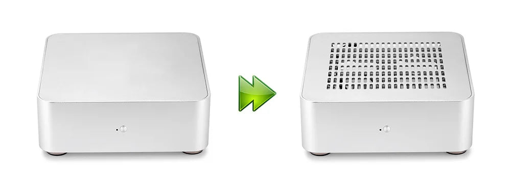 Mini ITX kabinet i aluminium med indbygget strømforsyning