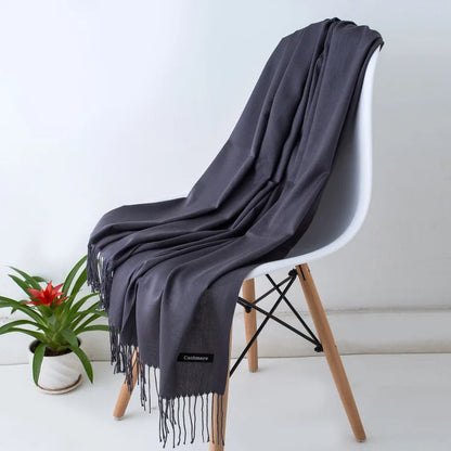 Warm Cozy Women Scarf - Long Fringe, Cashmere, Winter