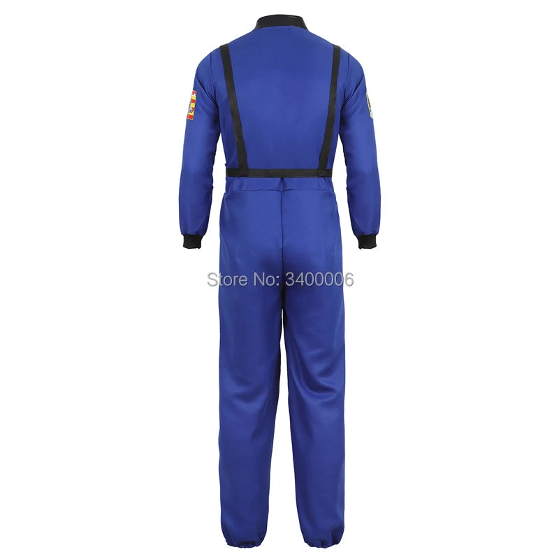 Cosplaykostuum als astronauten-ruimtepak voor volwassenen, jumpsuit in blauw, wit of oranje voor mannen en vrouwen Halloween 2026
