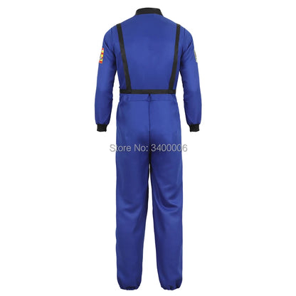Cosplaykostuum als astronauten-ruimtepak voor volwassenen, jumpsuit in blauw, wit of oranje voor mannen en vrouwen Halloween 2026