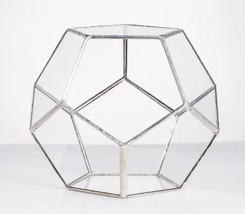Glass Terrarium Gold Geometric Planter Modern Desktop Plant Display Fall 2025, Succulent Bonsai Gift