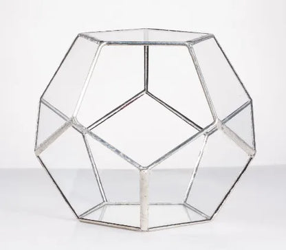 Glass Terrarium Gold Geometric Planter Modern Desktop Plant Display Fall 2025, Succulent Bonsai Gift