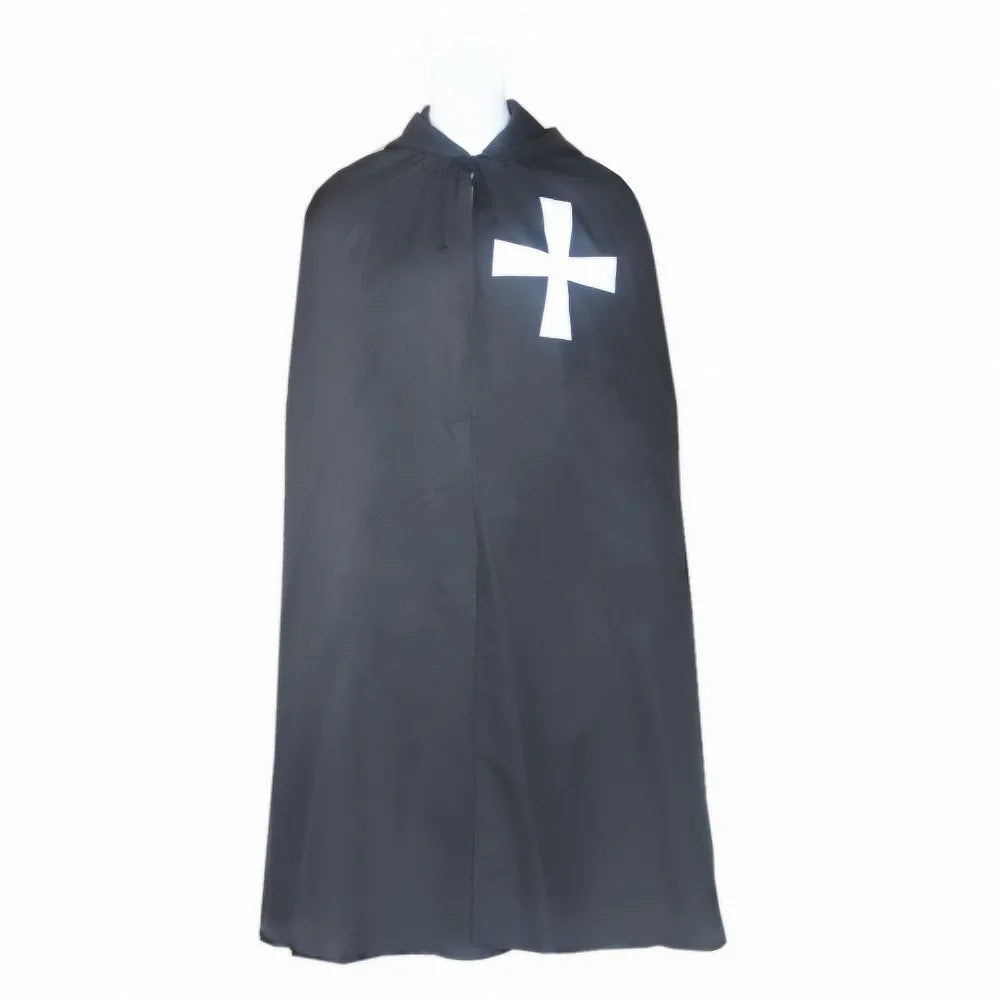 Variant image for Black Medieval Warrior Cloak Costume for Templar Knight Cosplay, Durable Fabric, Multiple Sizes Available-1
