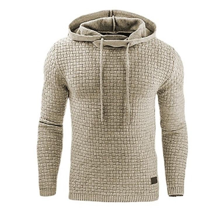 Warm Cozy Men’s Hooded Pullover - Textured Knit, Casual