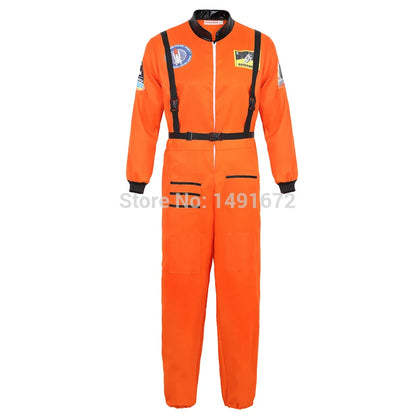 Cosplaykostuum als astronauten-ruimtepak voor volwassenen, jumpsuit in blauw, wit of oranje voor mannen en vrouwen Halloween 2026