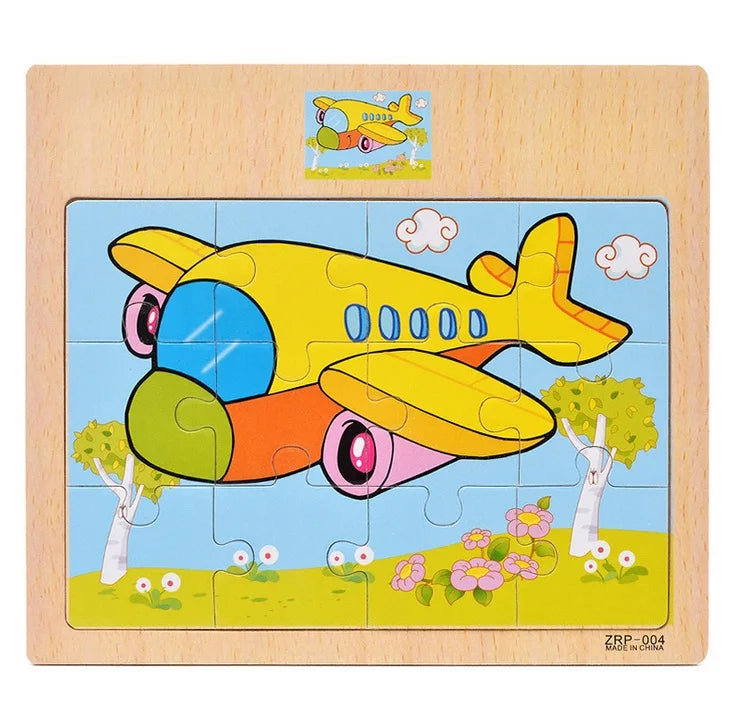 Wooden Vehicle Animal Puzzles for Kids Educational Gift