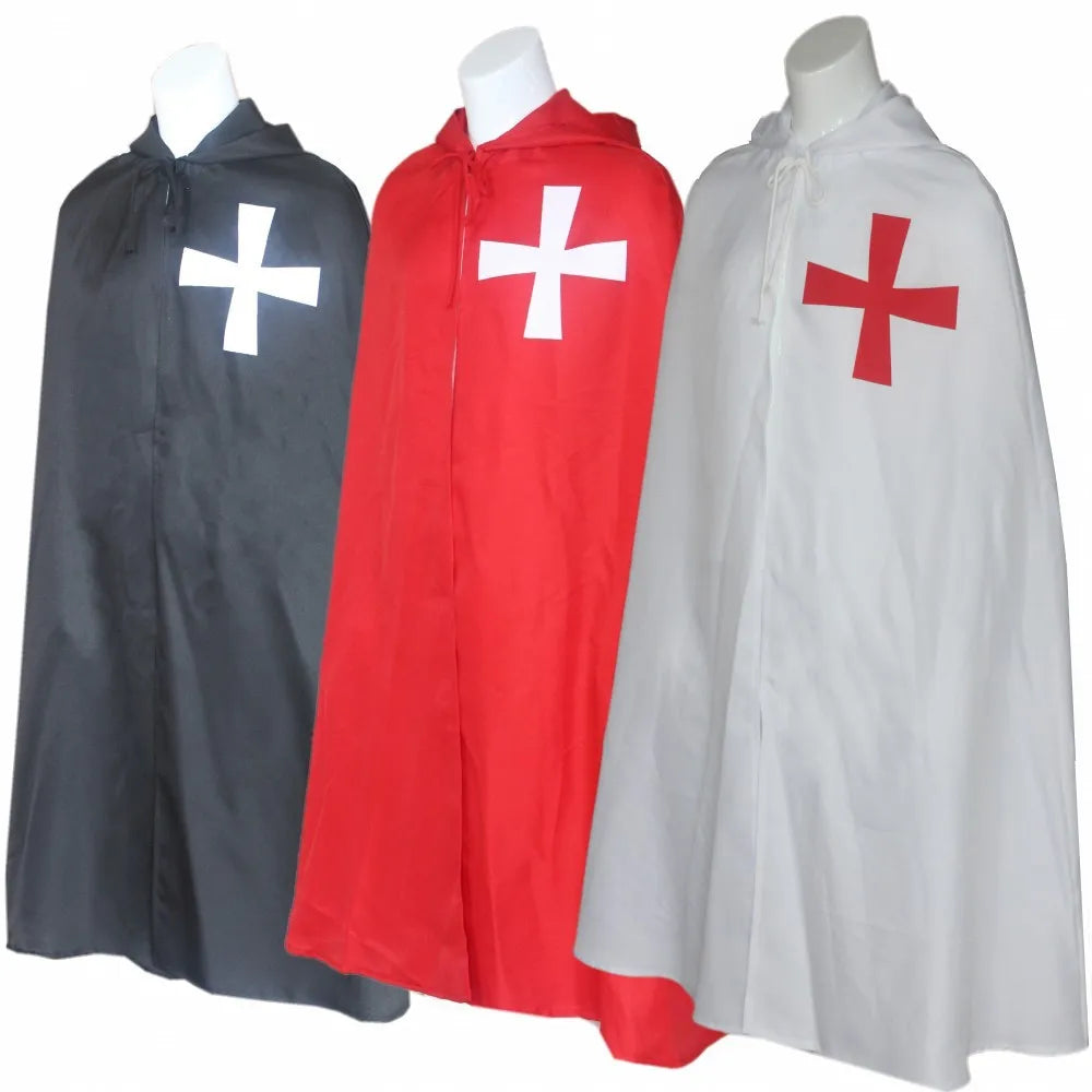 Black Medieval Warrior Cloak Costume for Templar Knight Cosplay, Durable Fabric, Multiple Sizes Available-1