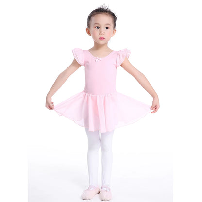 Soft girls ballet leotard with tutu - chiffon skirt, stretch fabric, for dance class