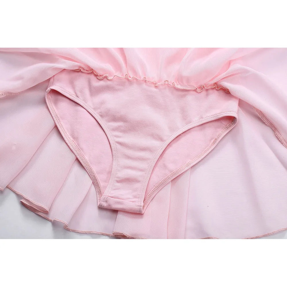 Soft girls ballet leotard with tutu - chiffon skirt, stretch fabric, for dance class