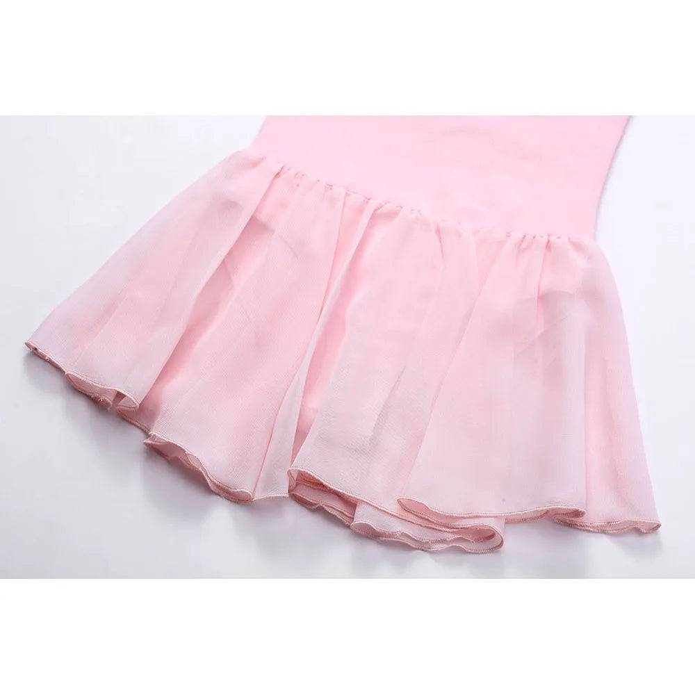 Soft girls ballet leotard with tutu - chiffon skirt, stretch fabric, for dance class