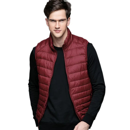 Lightweight Classic Men Down Vest - Quilted Nylon Layering