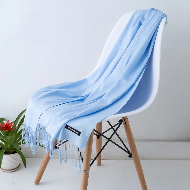 Warm Cozy Women Scarf - Long Fringe, Cashmere, Winter