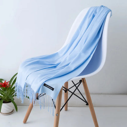 Warm Cozy Women Scarf - Long Fringe, Cashmere, Winter