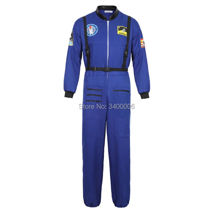 Cosplaykostuum als astronauten-ruimtepak voor volwassenen, jumpsuit in blauw, wit of oranje voor mannen en vrouwen Halloween 2026