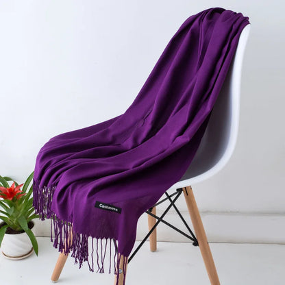 Warm Cozy Women Scarf - Long Fringe, Cashmere, Winter