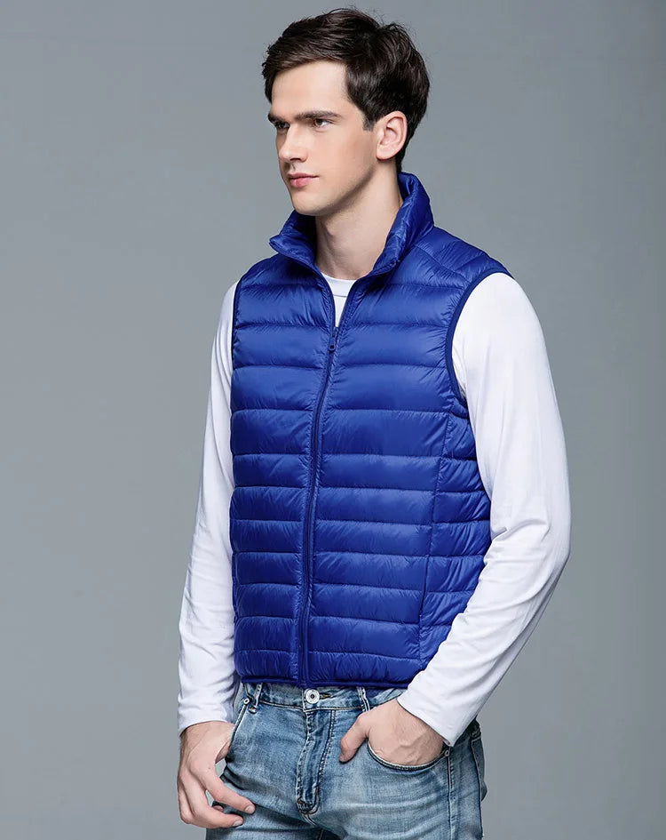 Lightweight Classic Men Down Vest - Quilted Nylon Layering